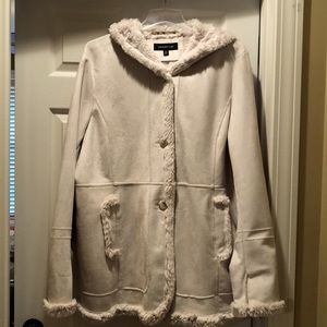 Ladies faux fur lined suede jacket